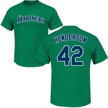 Men's Seattle Mariners Dave Henderson ＃42 Roster Name & Number T-Shirt - Green