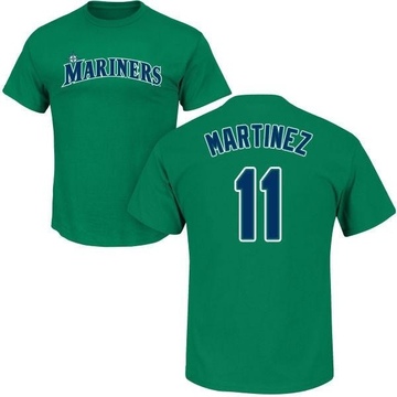 Men's Seattle Mariners Edgar Martinez ＃11 Roster Name & Number T-Shirt - Green