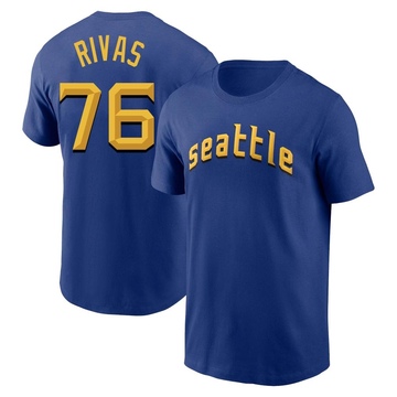 Men's Seattle Mariners Leonardo Rivas ＃76 2023 City Connect Name & Number T-Shirt - Royal
