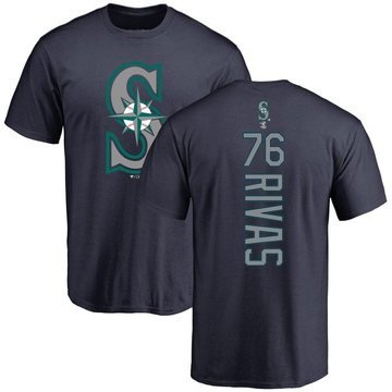Men's Seattle Mariners Leonardo Rivas ＃76 Backer T-Shirt - Navy
