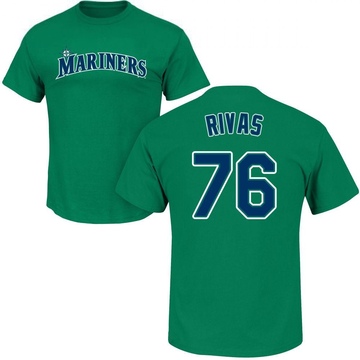 Men's Seattle Mariners Leonardo Rivas ＃76 Roster Name & Number T-Shirt - Green