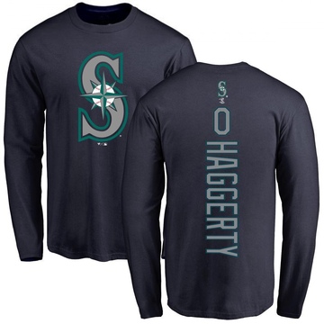 Men's Seattle Mariners Sam Haggerty ＃0 Backer Long Sleeve T-Shirt - Navy