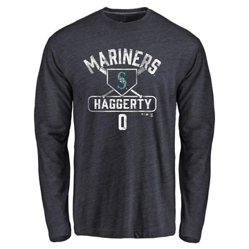 Men's Seattle Mariners Sam Haggerty ＃0 Base Runner Long Sleeve T-Shirt - Navy