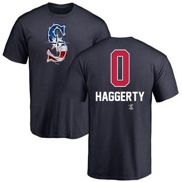 Men's Seattle Mariners Sam Haggerty ＃0 Name and Number Banner Wave T-Shirt - Navy