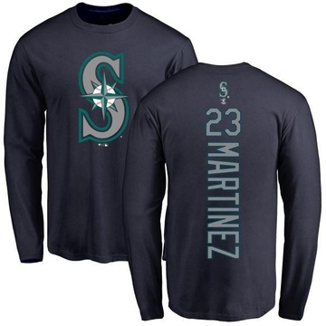 Men's Seattle Mariners Tino Martinez ＃23 Backer Long Sleeve T-Shirt - Navy