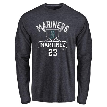 Men's Seattle Mariners Tino Martinez ＃23 Base Runner Long Sleeve T-Shirt - Navy