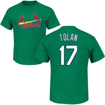 Men's St. Louis Cardinals Bobby Tolan ＃17 St. Patrick's Day Roster Name & Number T-Shirt - Green
