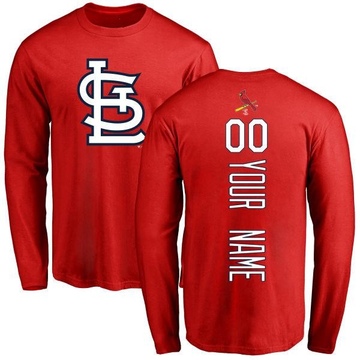 Men's St. Louis Cardinals Custom ＃00 Backer Long Sleeve T-Shirt - Red