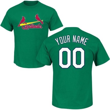 Men's St. Louis Cardinals Custom ＃00 St. Patrick's Day Roster Name & Number T-Shirt - Green