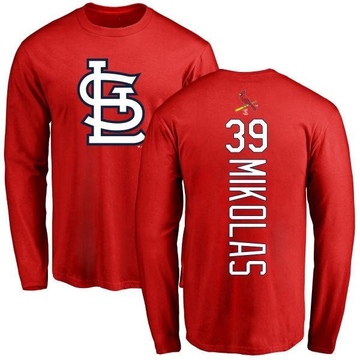 Men's St. Louis Cardinals Miles Mikolas ＃39 Backer Long Sleeve T-Shirt - Red