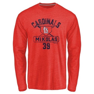Men's St. Louis Cardinals Miles Mikolas ＃39 Base Runner Long Sleeve T-Shirt - Red