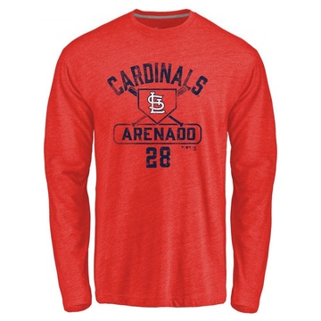 Men's St. Louis Cardinals Nolan Arenado ＃28 Base Runner Long Sleeve T-Shirt - Red