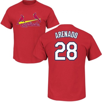 Men's St. Louis Cardinals Nolan Arenado ＃28 Roster Name & Number T-Shirt - Red