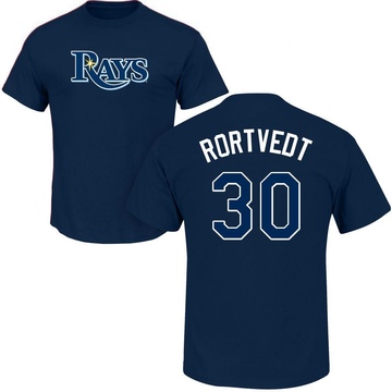Men's Tampa Bay Rays Ben Rortvedt ＃30 Roster Name & Number T-Shirt - Navy