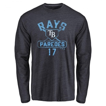 Men's Tampa Bay Rays Isaac Paredes ＃17 Base Runner Long Sleeve T-Shirt - Navy