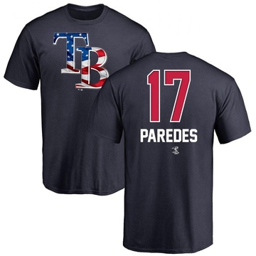 Men's Tampa Bay Rays Isaac Paredes ＃17 Name and Number Banner Wave T-Shirt - Navy