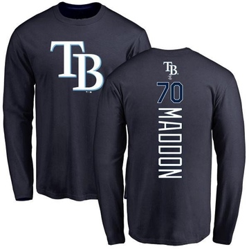 Men's Tampa Bay Rays Joe Maddon ＃70 Backer Long Sleeve T-Shirt - Navy