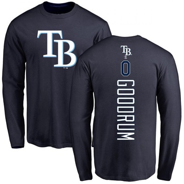 Men's Tampa Bay Rays Niko Goodrum ＃0 Backer Long Sleeve T-Shirt - Navy