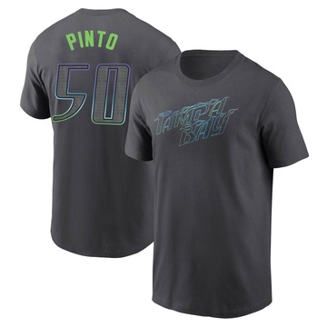 Men's Tampa Bay Rays Rene Pinto ＃50 2024 City Connect T-Shirt - Charcoal