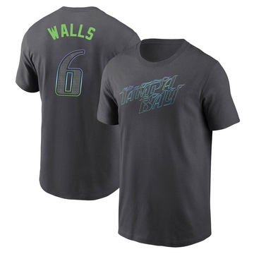 Men's Tampa Bay Rays Taylor Walls ＃6 2024 City Connect T-Shirt - Charcoal