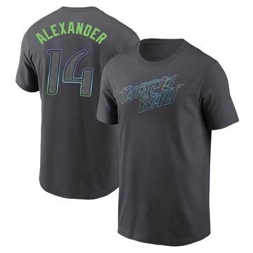 Men's Tampa Bay Rays Tyler Alexander ＃14 2024 City Connect T-Shirt - Charcoal