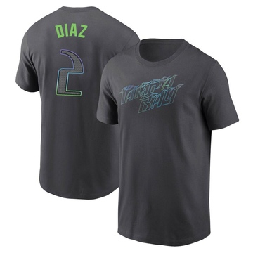 Men's Tampa Bay Rays Yandy Diaz ＃2 2024 City Connect T-Shirt - Charcoal