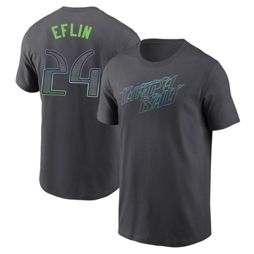 Men's Tampa Bay Rays Zach Eflin ＃24 2024 City Connect T-Shirt - Charcoal