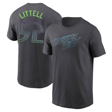 Men's Tampa Bay Rays Zack Littell ＃52 2024 City Connect T-Shirt - Charcoal
