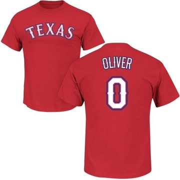Men's Texas Rangers Al Oliver ＃0 Roster Name & Number T-Shirt - Red