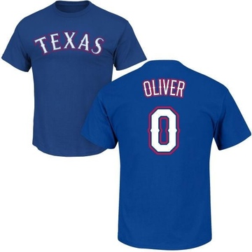 Men's Texas Rangers Al Oliver ＃0 Roster Name & Number T-Shirt - Royal