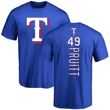 Men's Texas Rangers Austin Pruitt ＃49 Backer T-Shirt - Royal