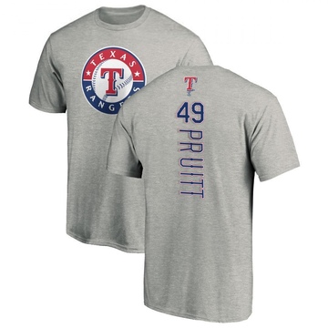 Men's Texas Rangers Austin Pruitt ＃49 Backer T-Shirt Ash