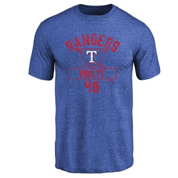 Men's Texas Rangers Austin Pruitt ＃49 Base Runner T-Shirt - Royal