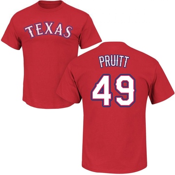 Men's Texas Rangers Austin Pruitt ＃49 Roster Name & Number T-Shirt - Red