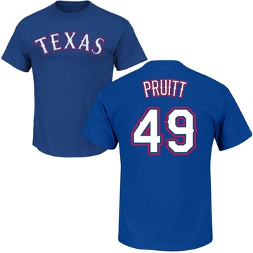 Men's Texas Rangers Austin Pruitt ＃49 Roster Name & Number T-Shirt - Royal