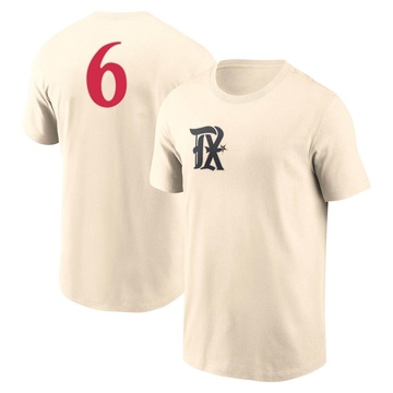 Men's Texas Rangers Brett Nicholas ＃6 2023 City Connect Name & Number T-Shirt - Cream