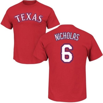 Men's Texas Rangers Brett Nicholas ＃6 Roster Name & Number T-Shirt - Red