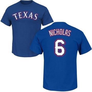 Men's Texas Rangers Brett Nicholas ＃6 Roster Name & Number T-Shirt - Royal