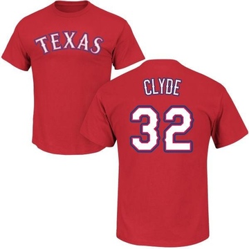 Men's Texas Rangers David Clyde ＃32 Roster Name & Number T-Shirt - Red
