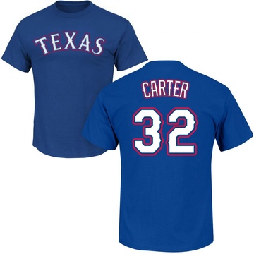 Men's Texas Rangers Evan Carter ＃32 Roster Name & Number T-Shirt - Royal