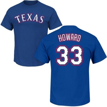 Men's Texas Rangers Frank Howard ＃33 Roster Name & Number T-Shirt - Royal