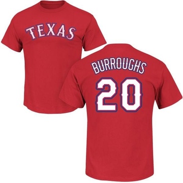 Men's Texas Rangers Jeff Burroughs ＃20 Roster Name & Number T-Shirt - Red