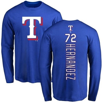 Men's Texas Rangers Jonathan Hernandez ＃72 Backer Long Sleeve T-Shirt - Royal