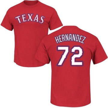 Men's Texas Rangers Jonathan Hernandez ＃72 Roster Name & Number T-Shirt - Red