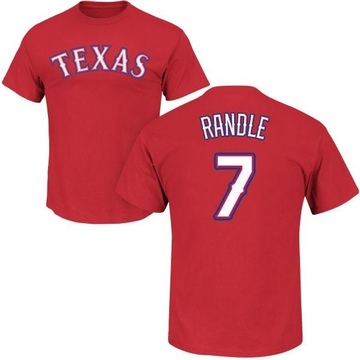 Men's Texas Rangers Lenny Randle ＃7 Roster Name & Number T-Shirt - Red