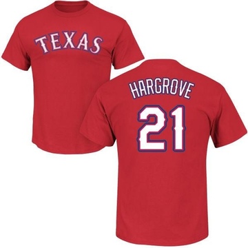 Men's Texas Rangers Mike Hargrove ＃21 Roster Name & Number T-Shirt - Red