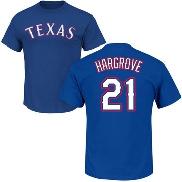 Men's Texas Rangers Mike Hargrove ＃21 Roster Name & Number T-Shirt - Royal
