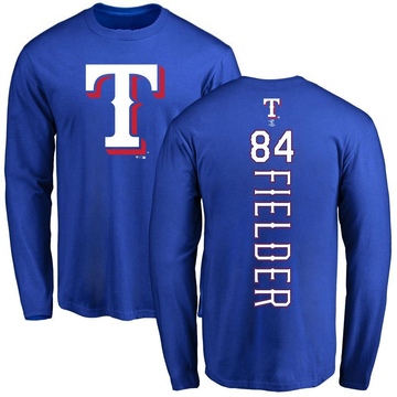 Men's Texas Rangers Prince Fielder ＃84 Backer Long Sleeve T-Shirt - Royal