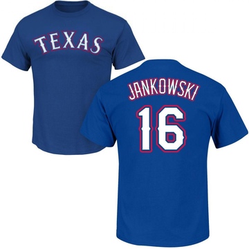Men's Texas Rangers Travis Jankowski ＃16 Roster Name & Number T-Shirt - Royal