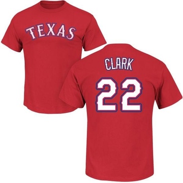 Men's Texas Rangers Will Clark ＃22 Roster Name & Number T-Shirt - Red